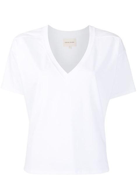 T-shirt con scollo a v  in bianco Loulou studio - donna LOULOU STUDIO | FAAAWHT